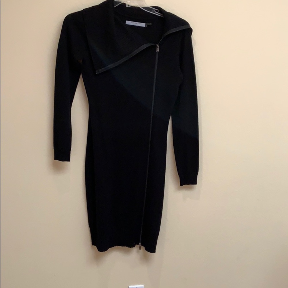 Andrew marc Black long cardigan with side zipper.